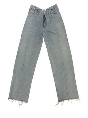 Agolde Women's Light Blue Straight Leg Jeans with Raw Hem